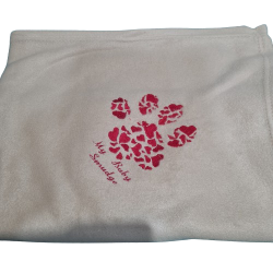 Personalised Pet Blanket – Embroidered Paw Heart & Name