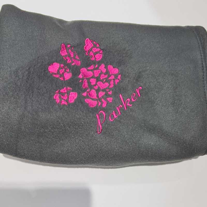 Personalised Pet Blanket – Embroidered Paw Heart & Name