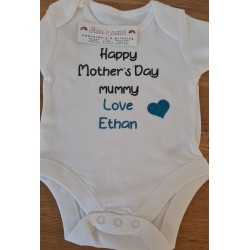 Happy Mother's Day Baby Bodysuit – Glitter Heart Design | Kari’s Patch