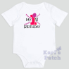 Adorable 1st birthday baby bodysuit in fuchsia and baby pink. | Kari’s Patch