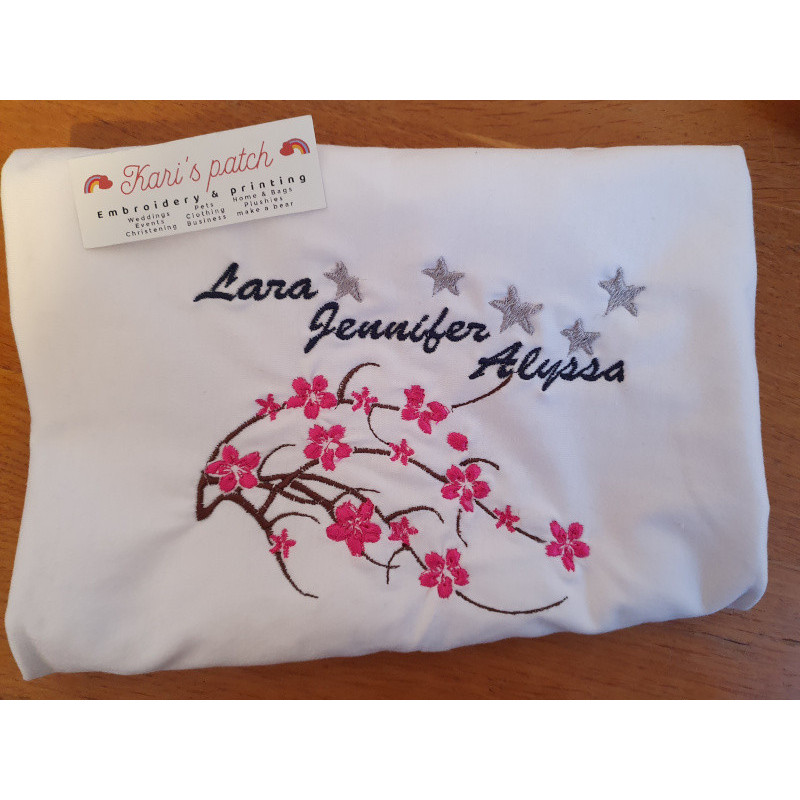Custom cherry blossom birth announcement blanket | Kari's Patch
