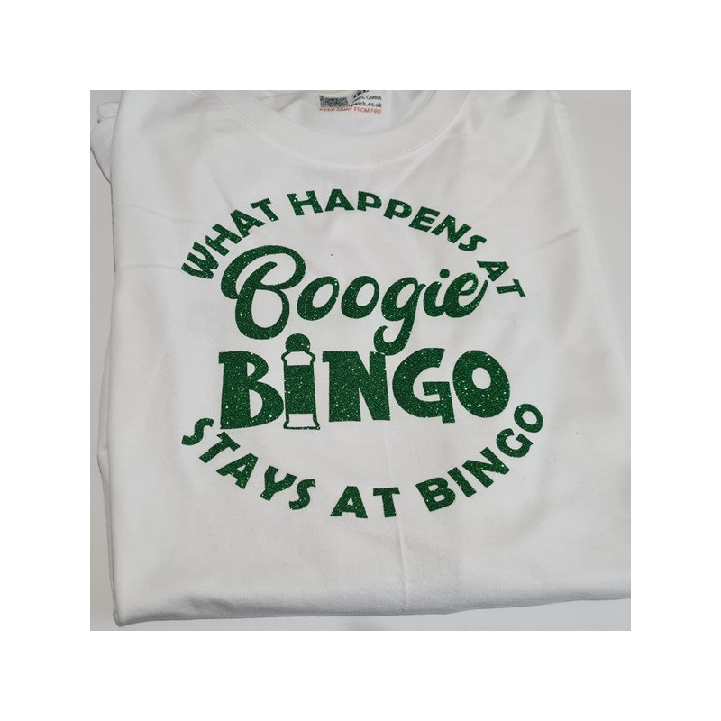 Boogie Bingo Adult T-Shirts – Custom Party Tees | Kari’s Patch