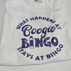 Boogie Bingo Adult T-Shirts – Custom Party Tees | Kari’s Patch