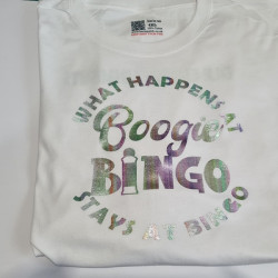 Boogie Bingo Adult T-Shirts – Custom Party Tees | Kari’s Patch