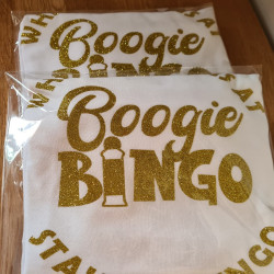 Boogie Bingo Adult T-Shirts – Custom Party Tees | Kari’s Patch