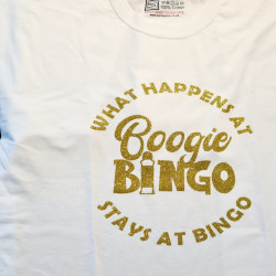 Boogie Bingo Adult T-Shirts – Custom Party Tees | Kari’s Patch