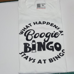 Boogie Bingo Adult T-Shirts – Custom Party Tees | Kari’s Patch