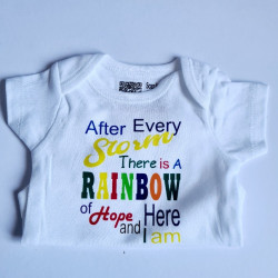Rainbow Baby Bodysuit – After Every Storm Quote | Kari’s Patch