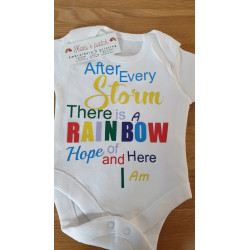 Rainbow Baby Bodysuit – After Every Storm Quote | Kari’s Patch