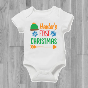 1st Christmas Bobble hat design – baby bodysuit