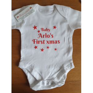 Baby "NAME" first xmas with stars baby bodysuit 