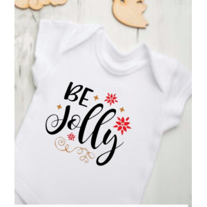 Be Jolly with red poinsettia flowers – fun baby bodysuit – xmas fun